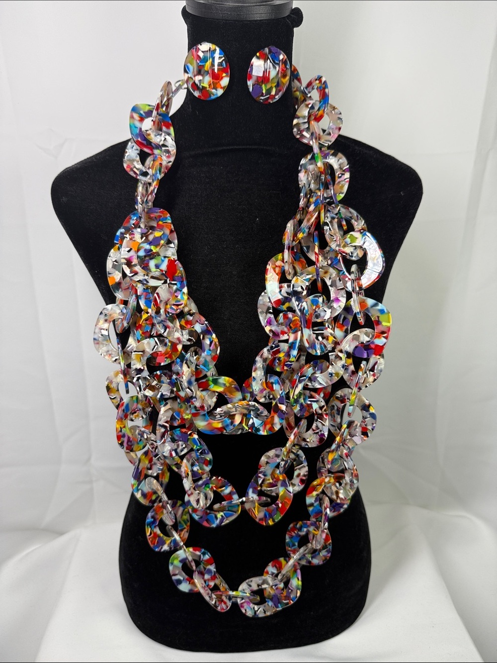 Sassy Jones Zaria Confetti Multicolor Necklace and Stud Earrings